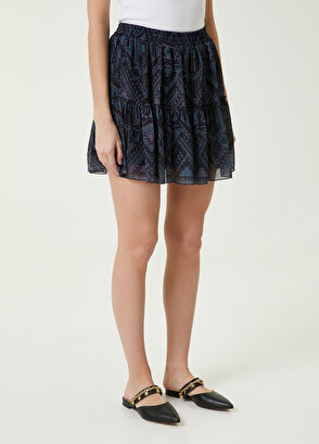 Beymen Club Lacivert Desenli Mini Etek - 4