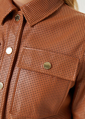 Beymen Club Camel Short Sleeve Leather Jacket - 6