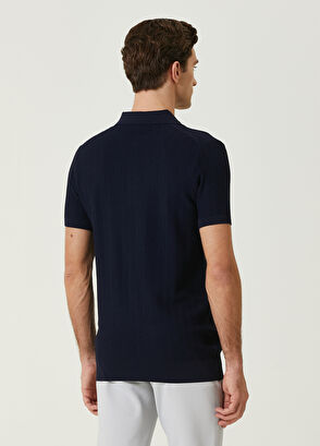 Beymen Club Lacivert Polo Yaka Dalga Jakarlı Kısa Kollu Triko - 5