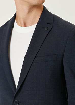 Beymen Club Drop 6 Mikro Desenli Lacivert Yün Takım Elbise - 6