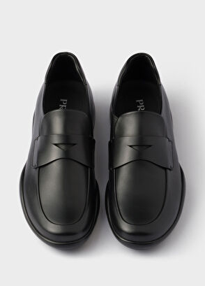 Prada Black Toblach Leather Men's Loafers - 3