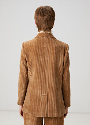 Beymen Club Kahverengi Fitilli Kruvaze Blazer - 5