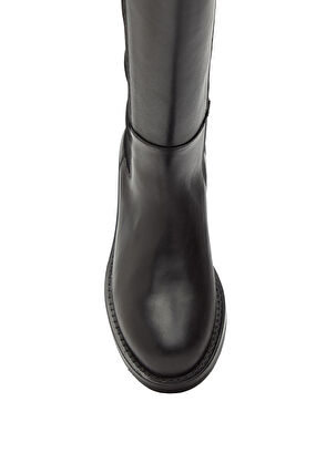 Siyah Fermuarlı Kadın Deri Çizme - Görsel 5