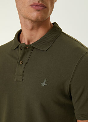 Beymen Club Khaki Polo Neck Honeycomb Textured Logo T-shirt - 5