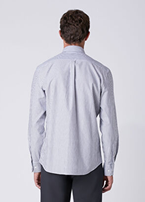 Beymen Club Comfort Fit Lacivert Beyaz Çizgili Oxford Gömlek - 5