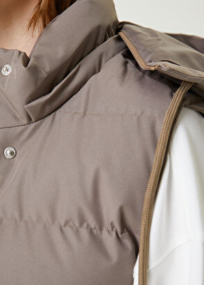 Beymen Club Gri Kapüşonlu Puff Yelek - 5