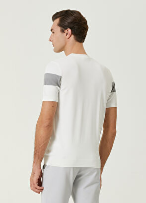 Beymen Club Beyaz Gri Doku Detaylı Kısa Kollu Kazak - 5