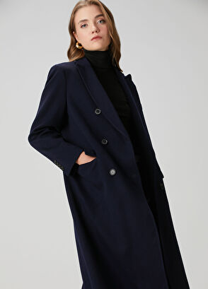 Beymen Collection Lacivert Yün Kaban - 3