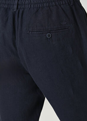 Beymen Club Lacivert Beli Kordonlu Keten Pantolon - 5