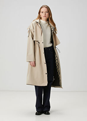 Beymen Club Light Beige Hooded Trench Coat - 5