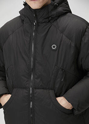 Boke Flower 2.0 Siyah Kapüşonlu Puff Mont - Görsel 6