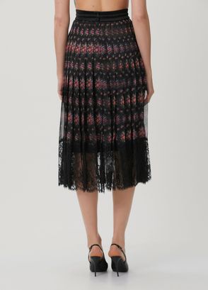 Dolce&Gabbana Black Floral Midi Chiffon Skirt - 4
