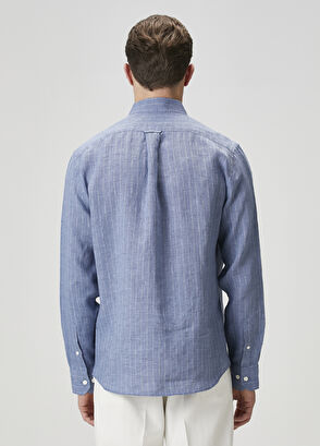 Beymen Club Comfort Fit Blue Linen Shirt - 5
