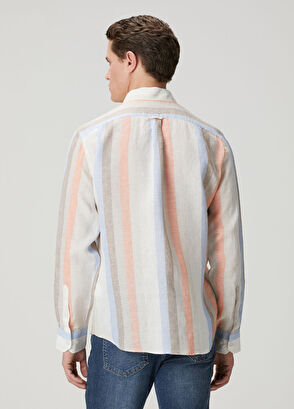 Beymen Club Comfort Fit Mink Stripe Linen Shirt - 6