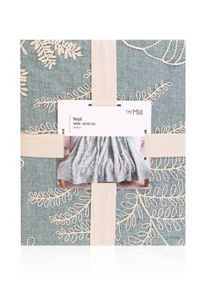 The Mia Green Cotton Tasseled Throw Sofa Shawl 170 x 130 cm - 5