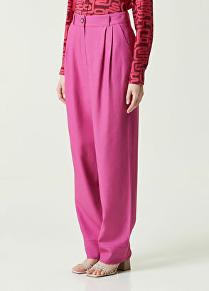 Network Regular Fit Fuşya Yüksek Bel Bol Paça Pantolon - 4