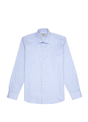 Beymen Collection Custom Fit Mavi Çizgi Desenli Gömlek - 8