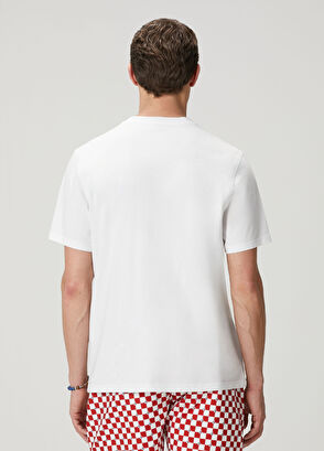 Beymen Club White Relax Fit Checkers Artwork T-Shirt - 6