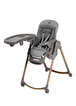 Maxi-Cosi Minla Plus Elegance Graphite 6'sı Bir Arada Ahşap Görünümlü 4 Tekerlekli Mama Sandalyesi - 6