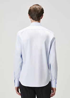 Beymen Club Slim Fit Açık Mavi Armürlü Non-Iron Gömlek - 6