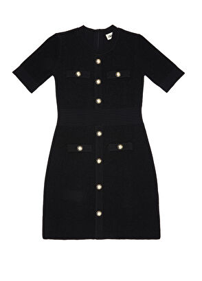 Beymen Club Black Glitter Mini Knit Dress - 6