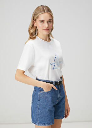Beymen Club Off-White Blue Logo T-Shirt - 4