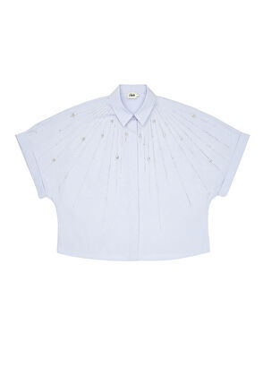 Beymen Club Blue Embellished Short Sleeve Shirt - 8