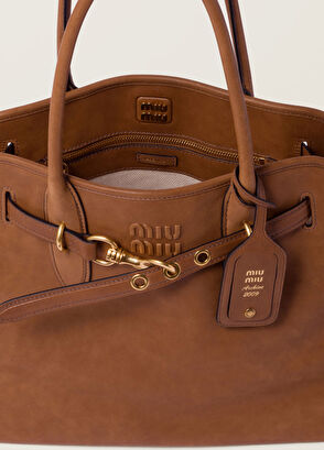 Miu Miu Aventure Kahverengi Napa Deri Kadın El Çantası - 6