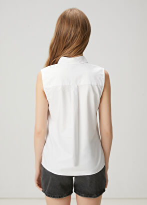 Beymen Club Off-White Sleeveless Oxford Shirt - 5