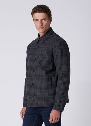 Beymen Club Anthracite Plaid Patterned Wool Overshirt - 4