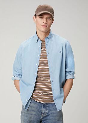 Beymen Club Mavi Yıkamalı Comfort Fit Jean Gömlek - 9