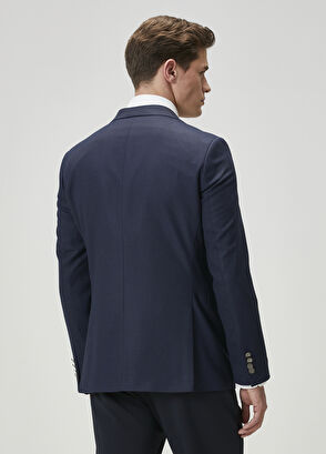Navy Blue Eyelet Textured Blazer Beymen Club Navy Blue Eyelet Textured Blazer - 6