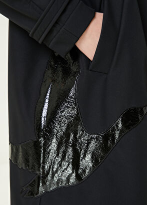 Beymen Club Siyah Kapüşonlu Kuş Aplikeli Kaban - 5