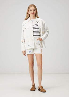 Beymen Club Lacivert Beyaz Baskılı Çizgili Sweatshirt - 3