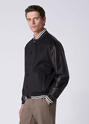 Beymen Club Brown Size Cachet Sleeves Leather Wool Jacket - 5