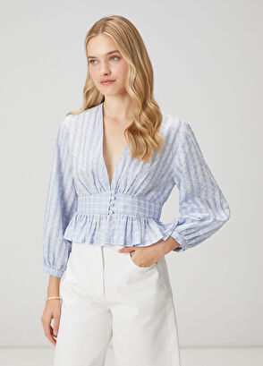 Beymen Club Açık Mavi Peplum Detaylı Gömlek - 4