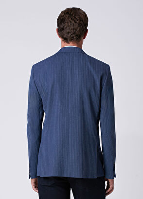 Beymen Club Blue Stitching Line Textured Blazer - 5