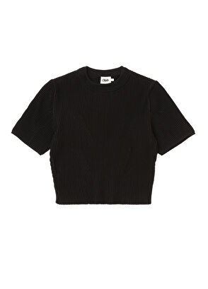 Beymen Club Black Crew Neck Ottoman Short Sleeve Sweater - 6