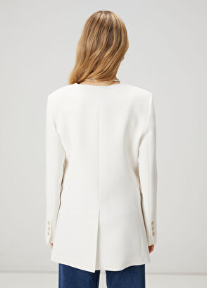 Beymen Club Beyaz Kruvaze Blazer - 5