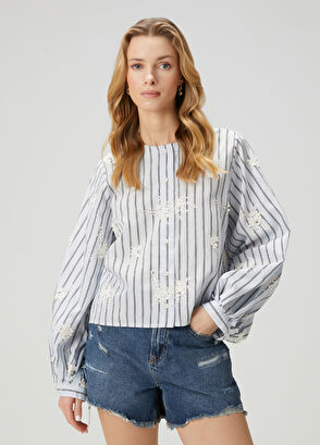 Beymen Club Beyaz Mavi Çizgili Gömlek - 4