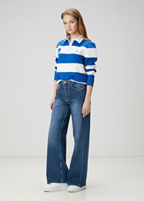 Beymen Club x Anadolu Efes Mavi Beyaz Polo Sweatshirt - 9