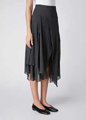 Beymen Club Anthracite Asymmetrical Flowing Skirt - 5