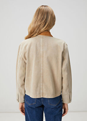 Beymen Club Beige Velvet Collar Denim Jacket - 5