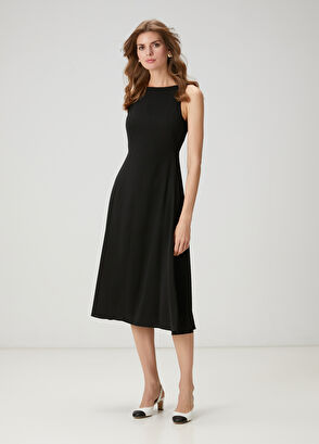 Beymen Club Black Midi Crepe Dress - 3