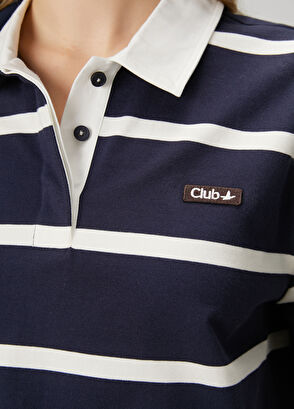 Beymen Club Navy Blue White Striped Polo T-Shirt - 6