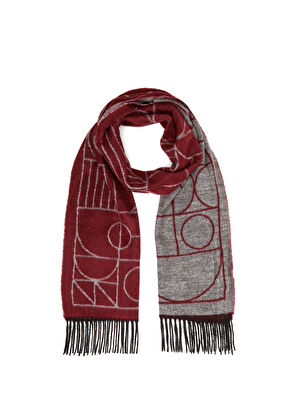Beymen Club Burgundy Geometric Patterned Women's Scarf - 5