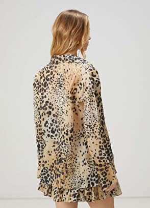 Beymen Club Kahverengi Leopar Desenli Bluz - 8