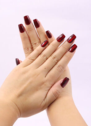 Don't Wear Don't Wear Short Ballerina 10-Piece Burgundy Prosthetic False Nails - 4