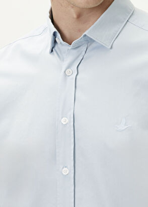 Beymen Club Comfort Fit Blue Tencel Twill Shirt - 9