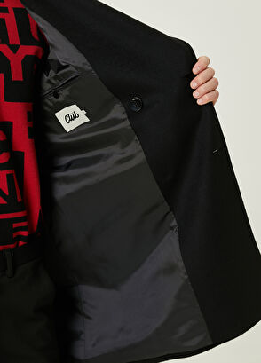 Beymen Club Siyah Kruvaze Yün Kaşe Palto - 10